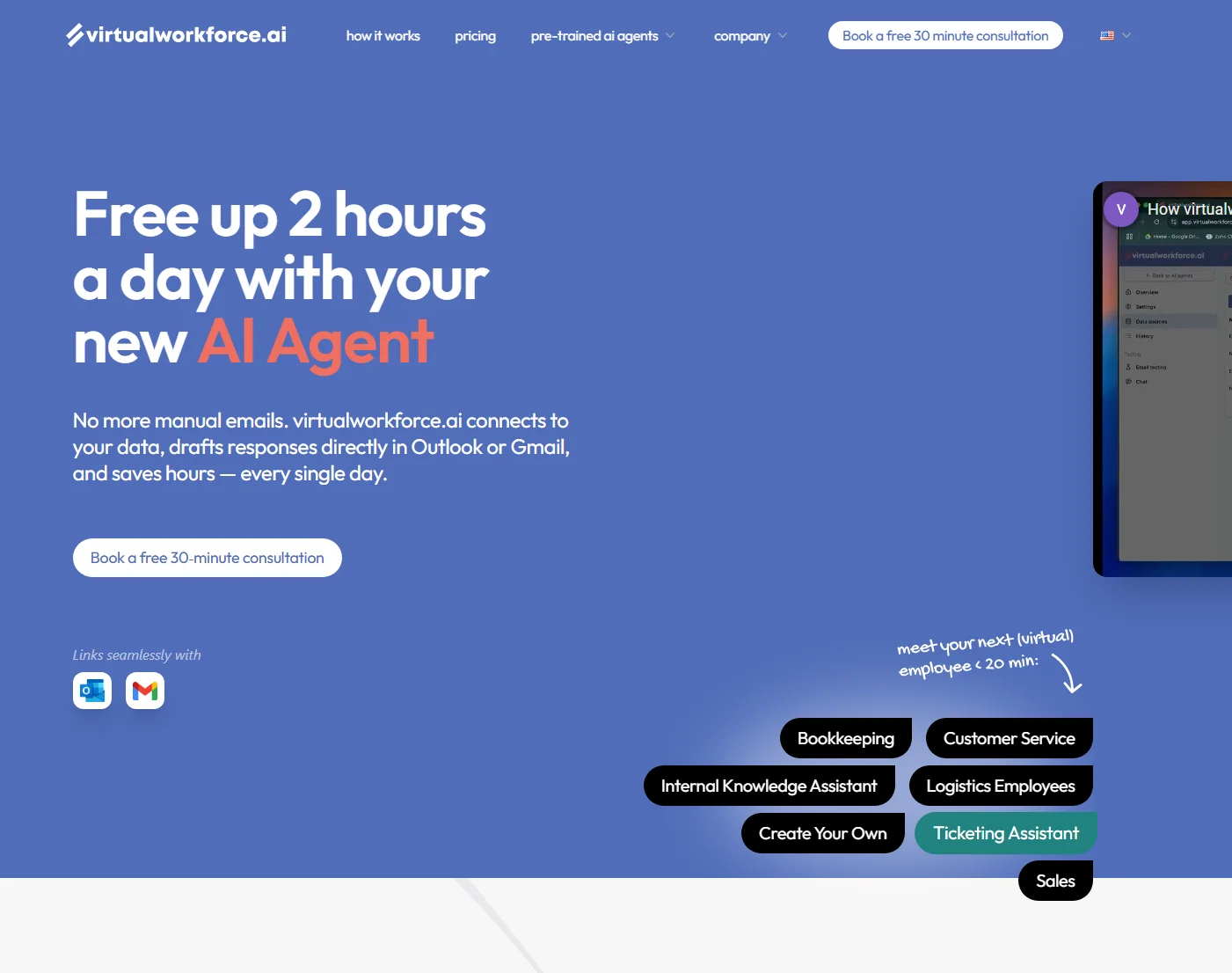 Virtualworkforce.ai Dashboard